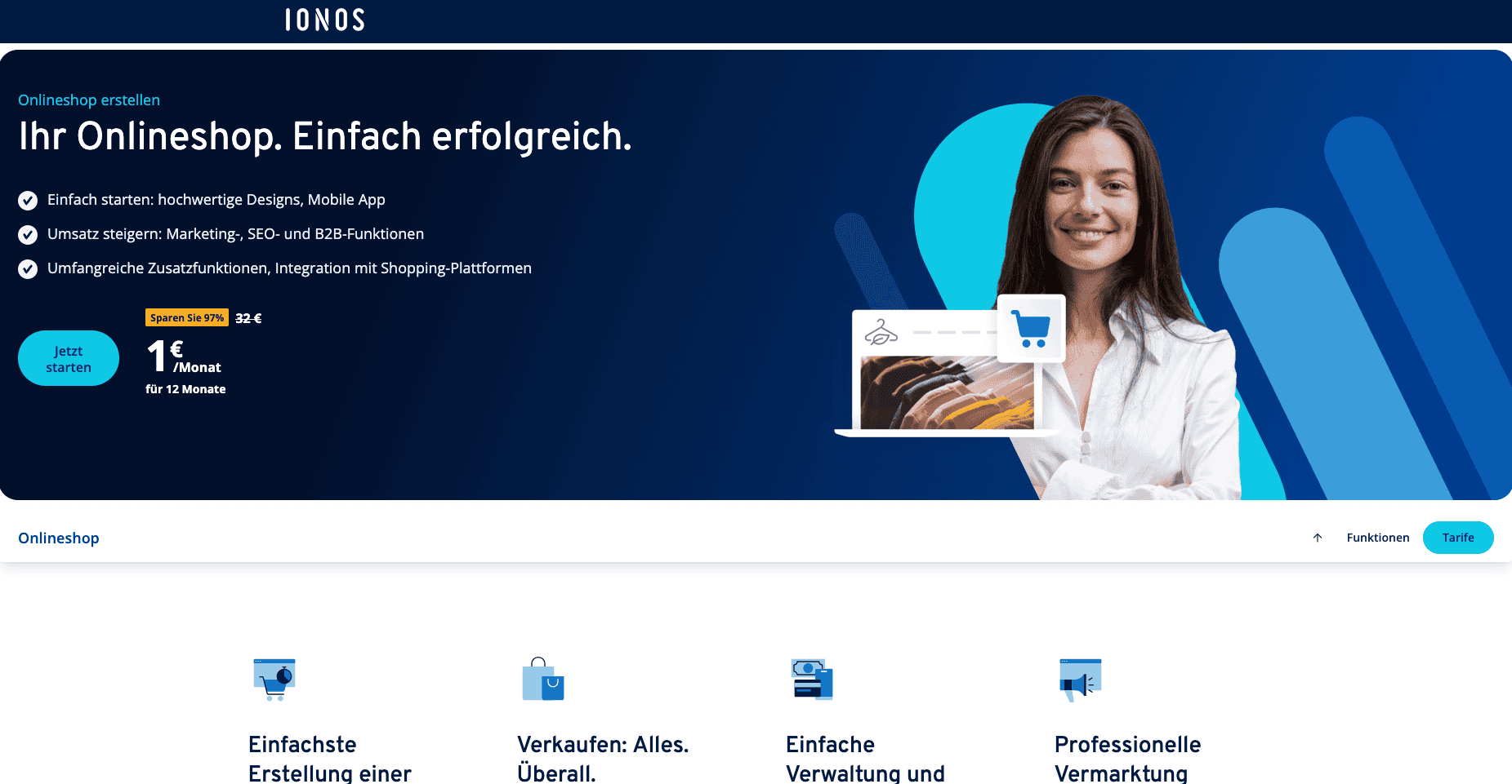 IONOS eShop: Onlineshop erstellen