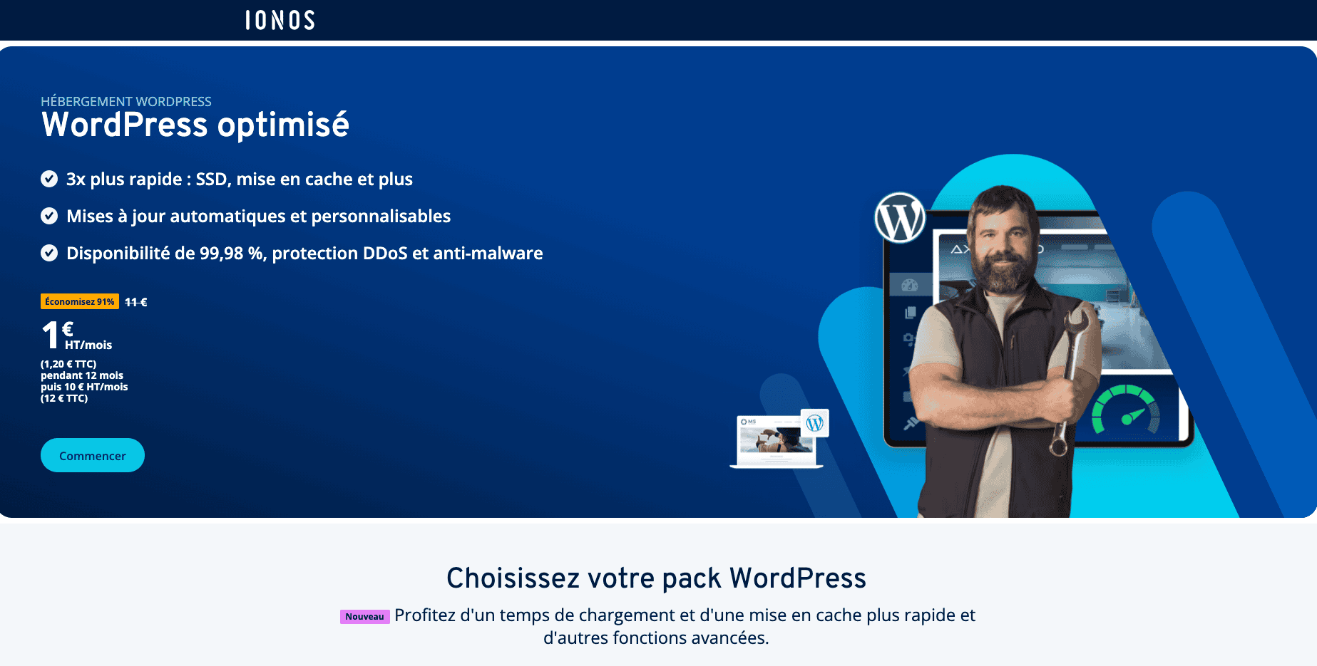 Interface WordPress by IONOS