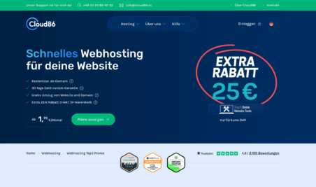 Die Cloud86-Seite für Managed VPS