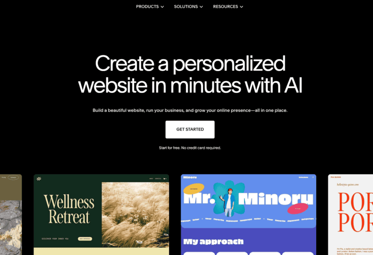 La page d'accueil de Squarespace et des exemples de modèles